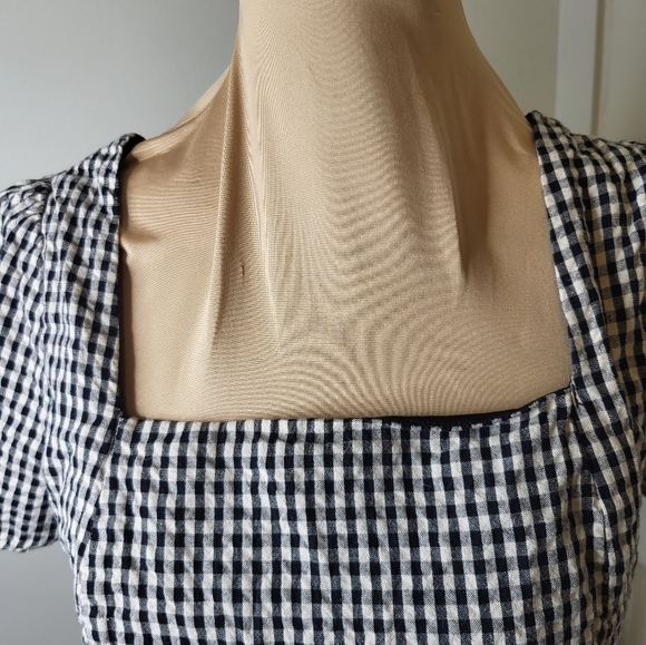 Sincerely Jules - Black and White Plaid Square Neckline Dress, Size L - Picture 2 of 6